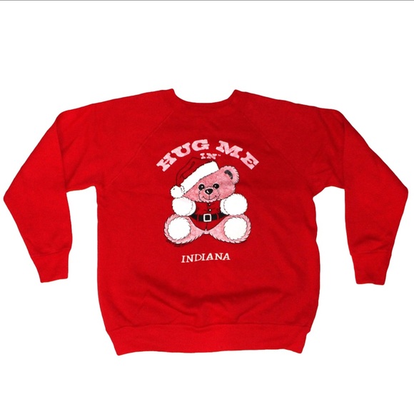 Vintage Ugly Christmas Sweatshirt - Hug Me In Indiana - 1980's - Size Small - Picture 2 of 4